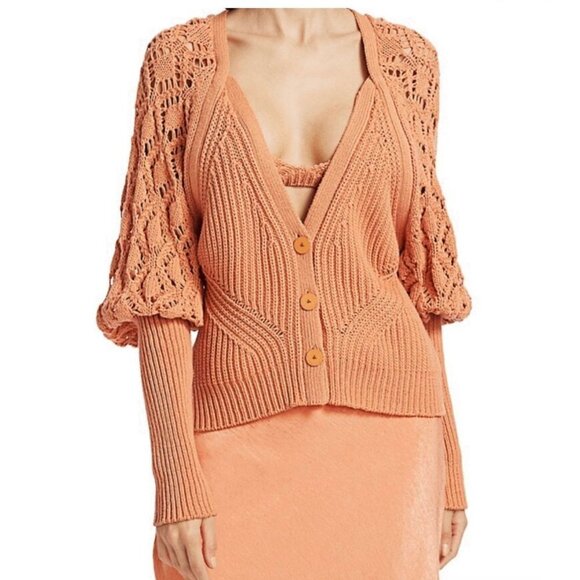 Jonathan Simkhai Adeline Cardigan Cashew Size XS - Picture 3 of 12